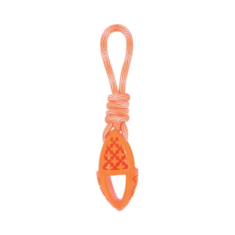JOUET CORDE AVEC OVALE EN TPR ORANGE