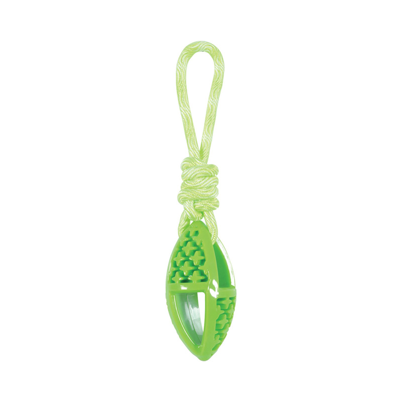 JOUET CORDE AVEC OVALE EN TPR VERT